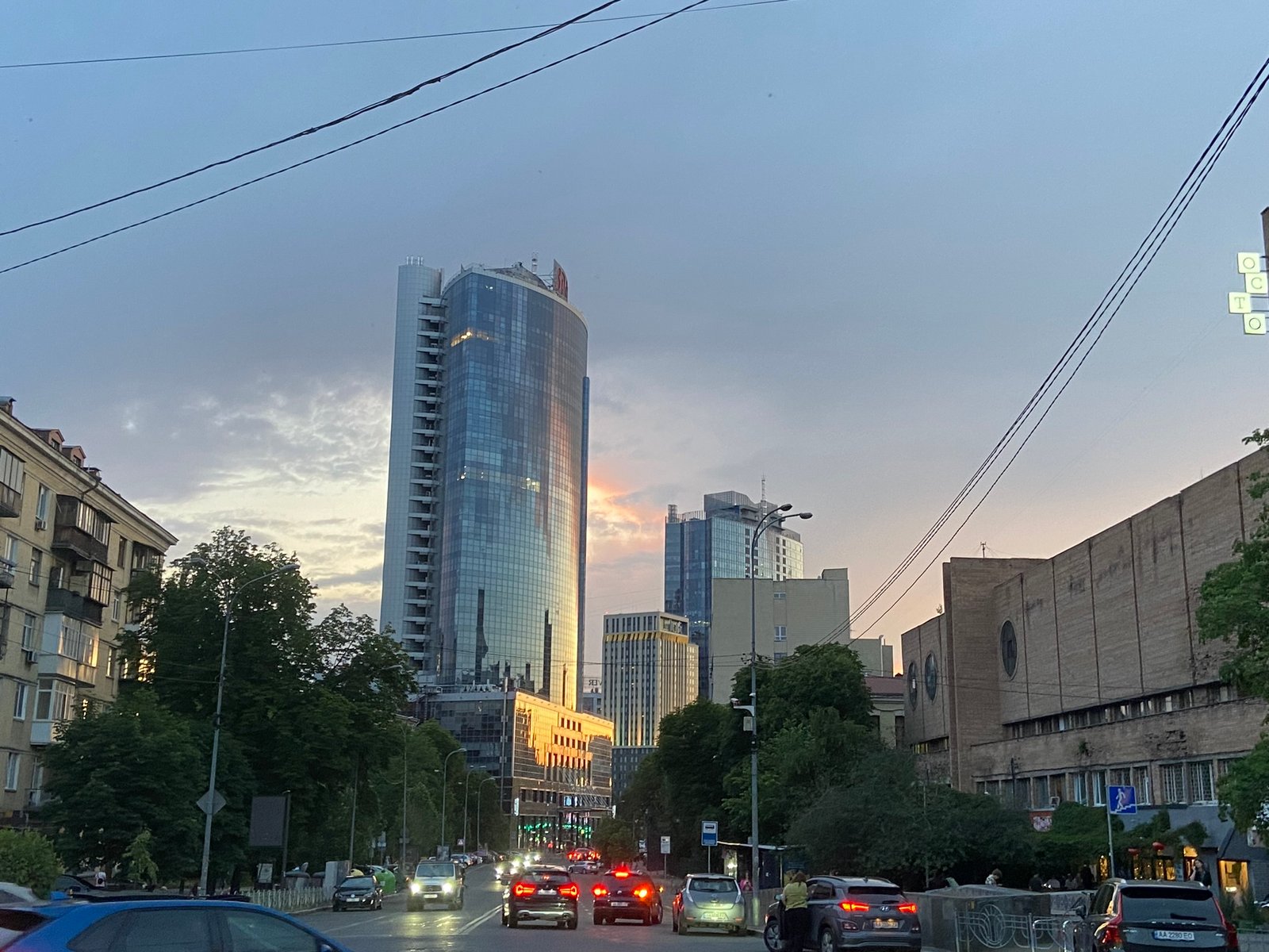 City street at sunset